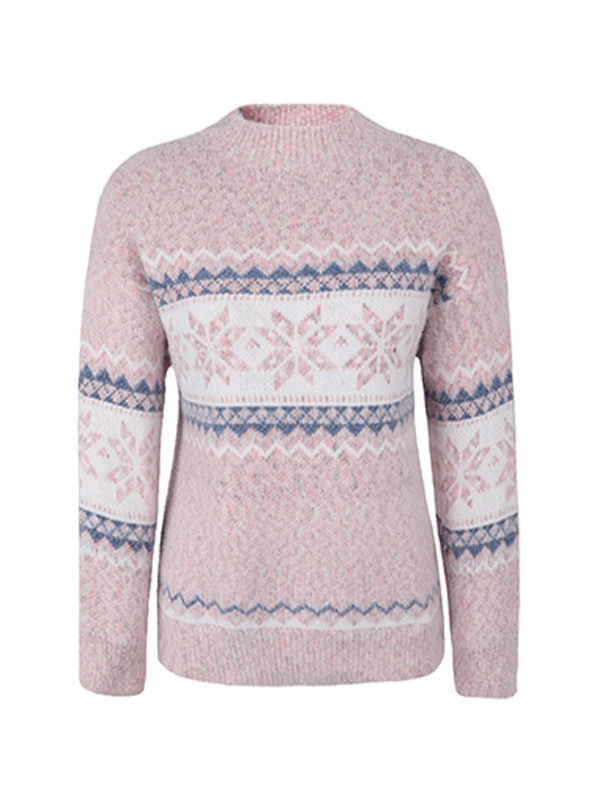 Snowflake Jacquard Mock Neck Sweater-2