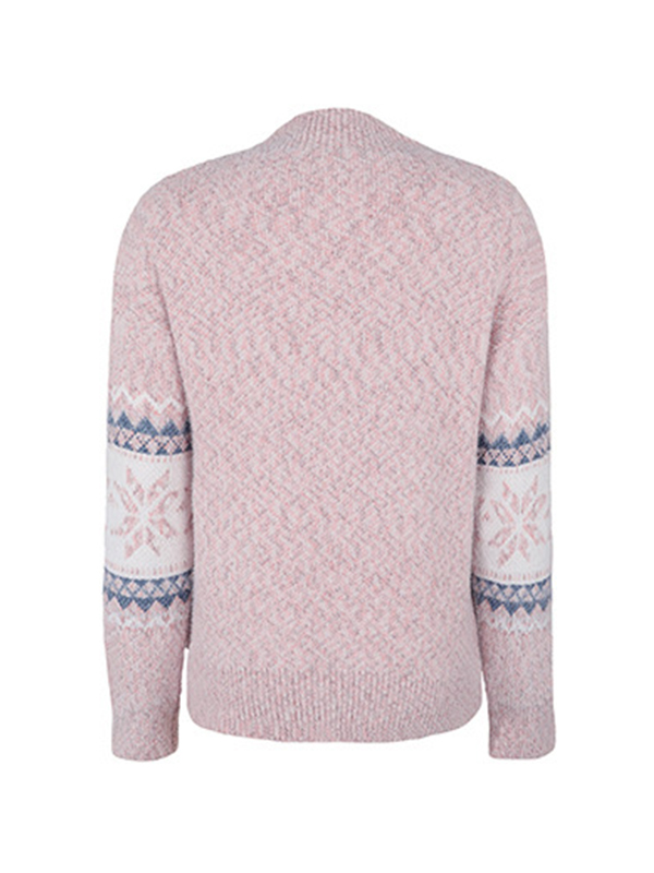 Snowflake Jacquard Mock Neck Sweater-3